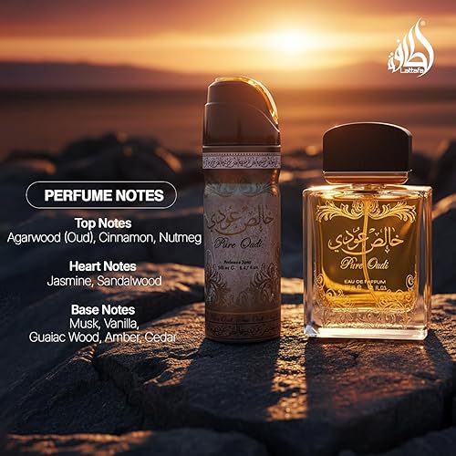 Miniatura 5 de Lattafa Perfumes Pure Oudi (Khalis Oudi) - Juego de 2 piezas para unisex (3.4 onzas Eau de Parfum Spray + 1.7 oz Perfumed Body Spray)