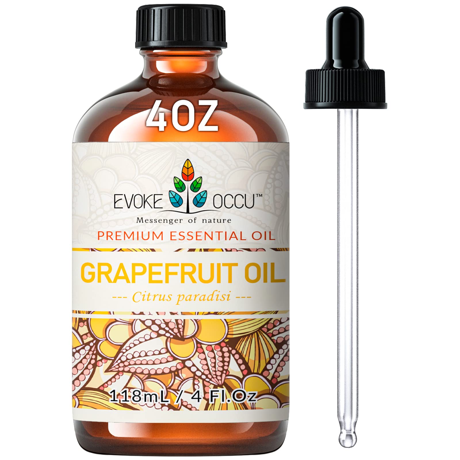 EVOKE OCCU 100% Pure Grapefruit Essential Oil for Diffuser, Aromatherapy, Skin - 4 Fl Oz