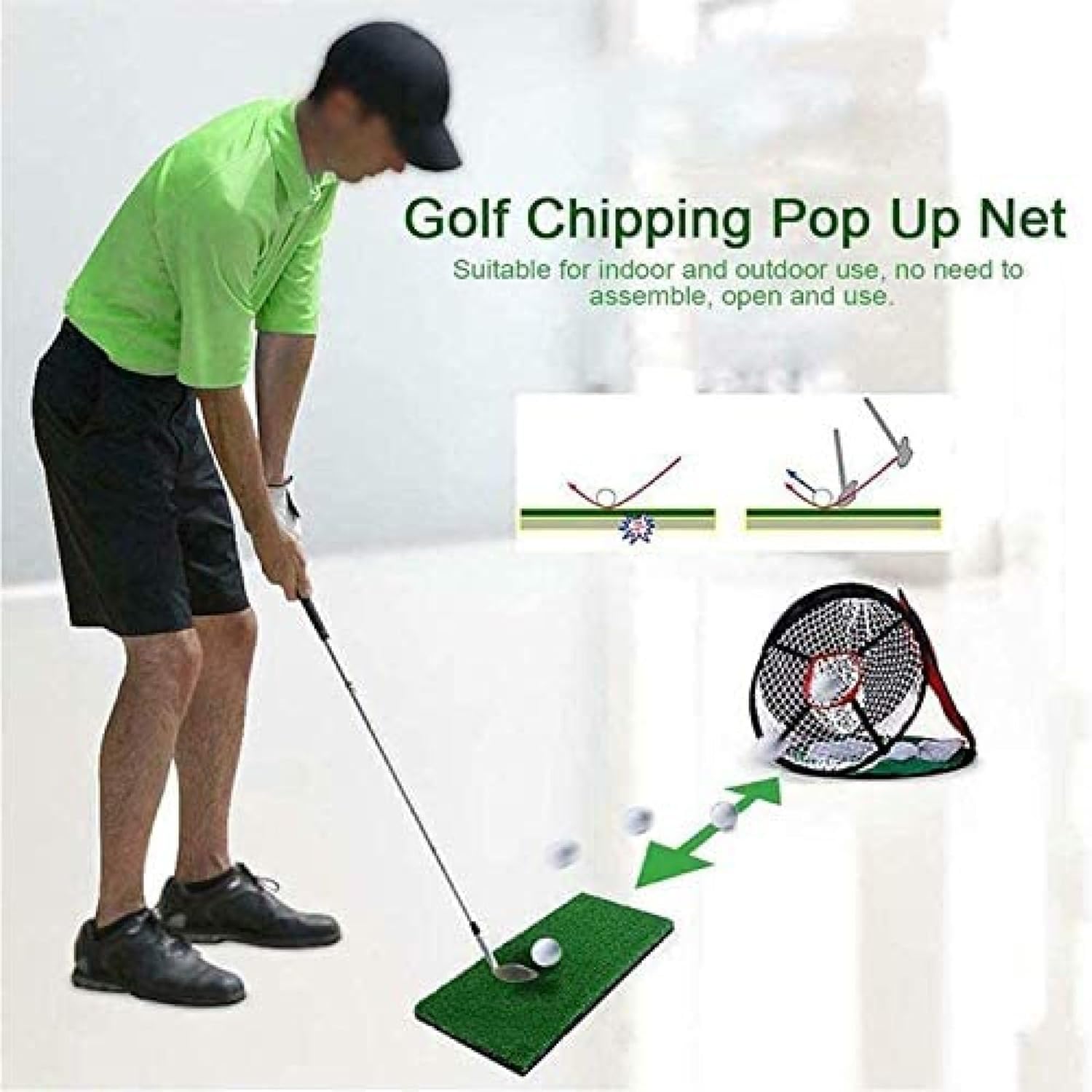 Pop Up Golf Nets 4-in-1, Golf Cutting Practice Net, Nylon Foldable Portable Golf Target Net, Golf Hitting Net, for Indoor/Outdoor Golf Training Aid