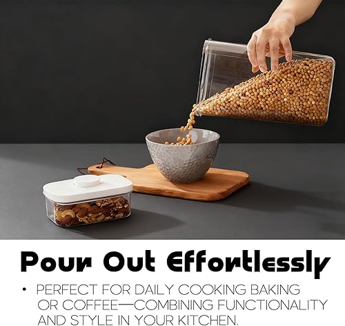 Miniatura 7 de Dispensador de arroz de 5 libras, contenedor de almacenamiento de cereales con taza medidora, contenedores de alimentos para el hogar para la