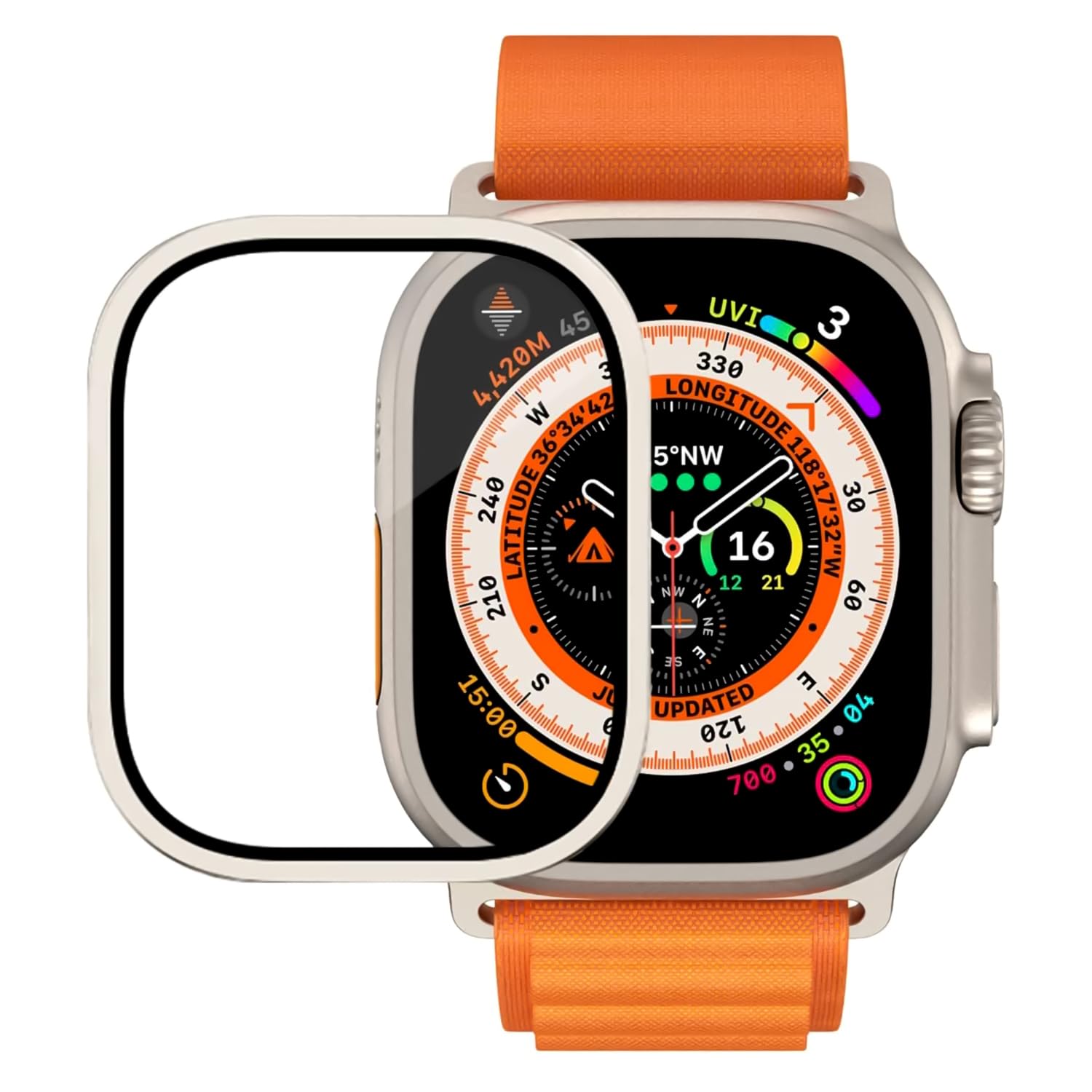 Full Glue Tempered Glass for Apple Watch Ultra 2 / Apple Watch Ultra Edge to Edge Full Screen Coverage with Easy Installation Kit