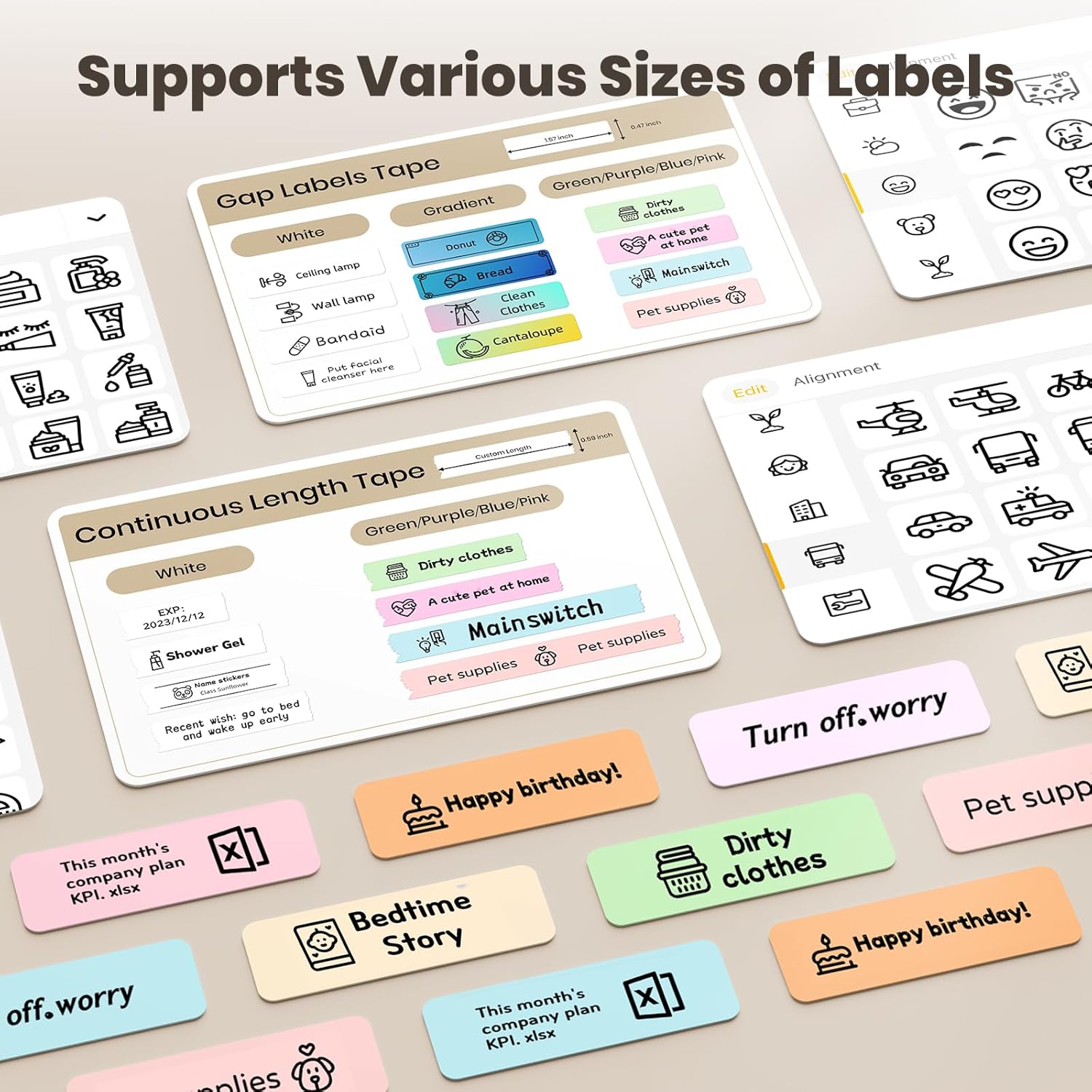 Label Maker Machine with Tape Portable Bluetooth Mini Sticker Printer Wireless Small Labeler with Multiple Templates for Home School Office Organization