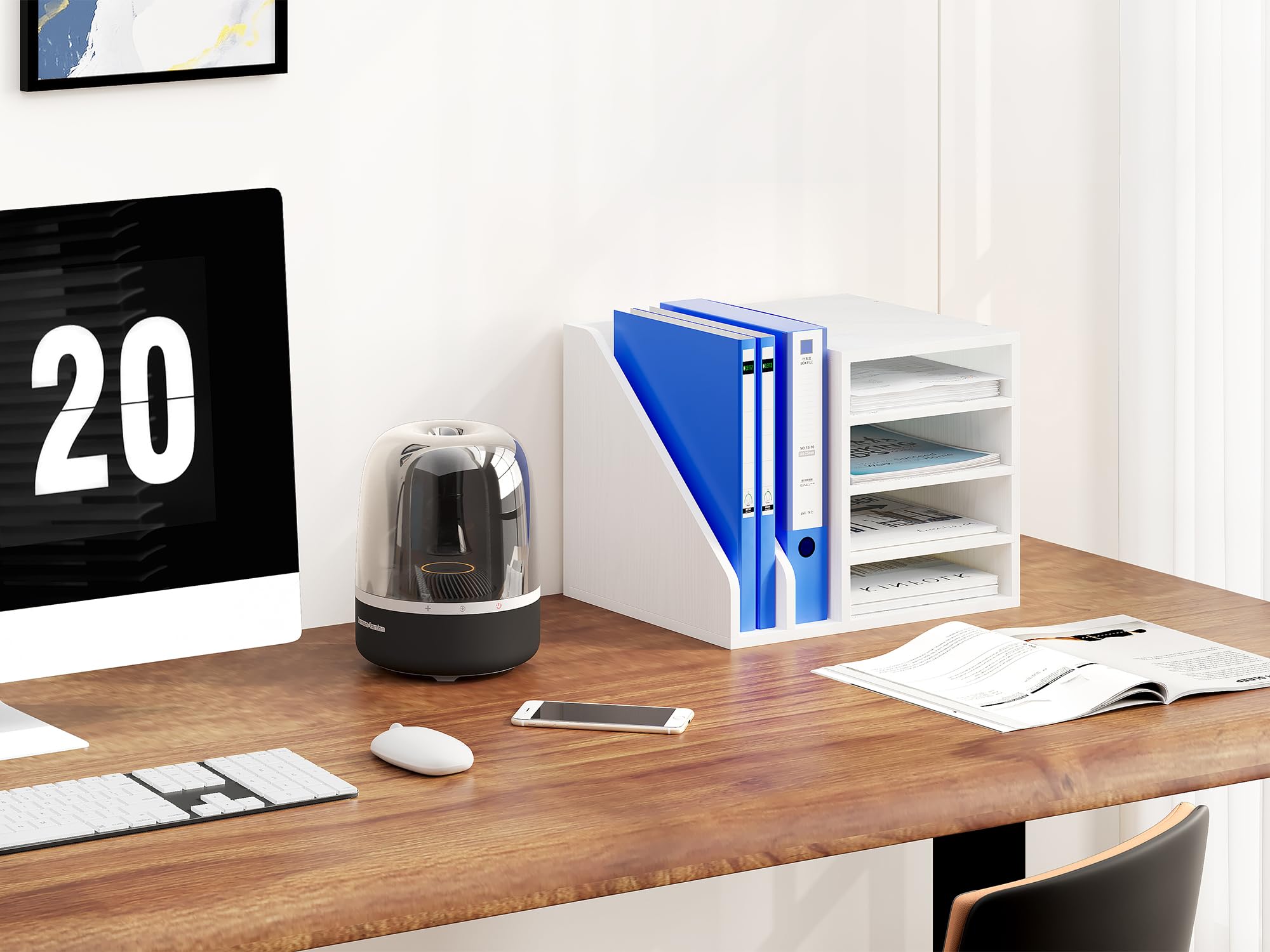 EasyPAG 6 Fächer Holz A4 Büro Schreibtisch Organizer Dokumentenhalter Aktenablage Zeitschriftenhalter Briefablage Papier Magazin Organisator,Weiß