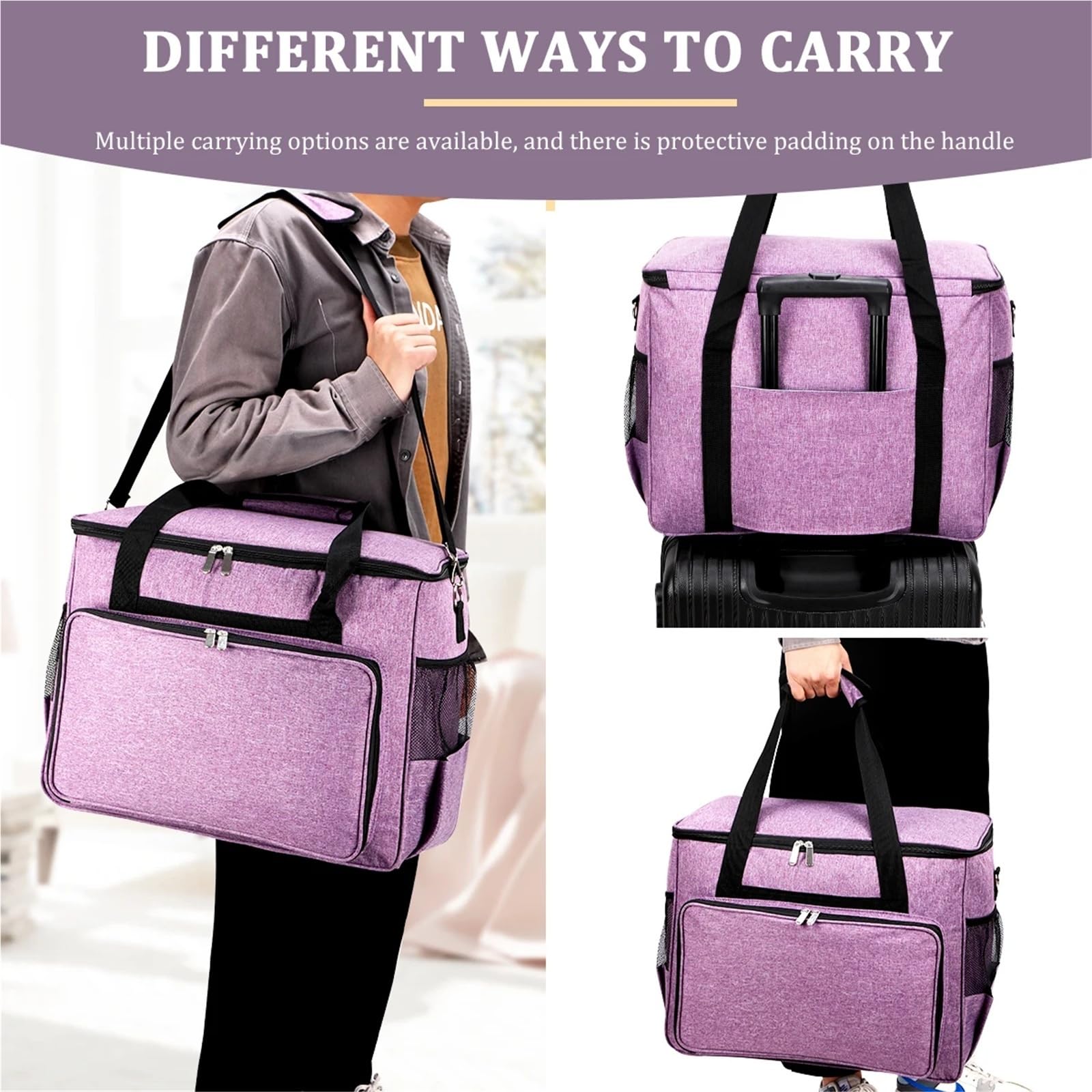 Estuche Grande for máquina de Coser, Bolsa Viaje portátil Multifuncional con múltiples Bolsillos y Accesorios(Grey)