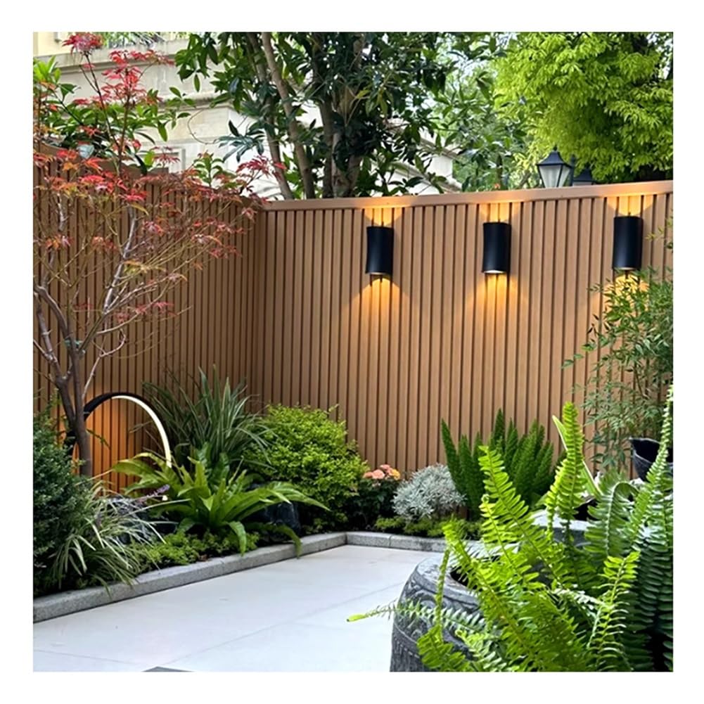 GRRICEPL WPC Outdoor 3D Slat Wall Panel, Wood Plastic Composite Fence Panels, Outdoor Privacy Garden Fence, Temporary Animanls Fence Border(21.6x80 cm)