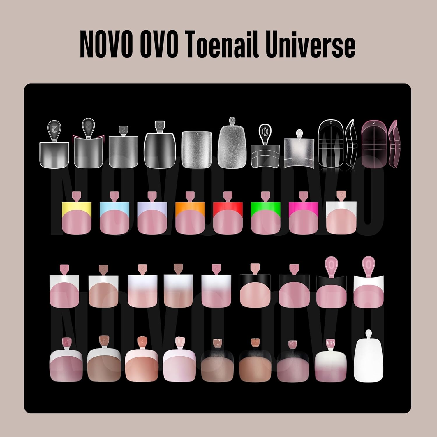 NOVO OVO Halloween Black French Tip Short Toe Nail Tips Press on with Moon Curve, BERRY PINK Thick Sharp Square Toenail Extension, Soft Gel False Nail Kit, Need Glue Builder Gel x 15 Sizes 240 pcs