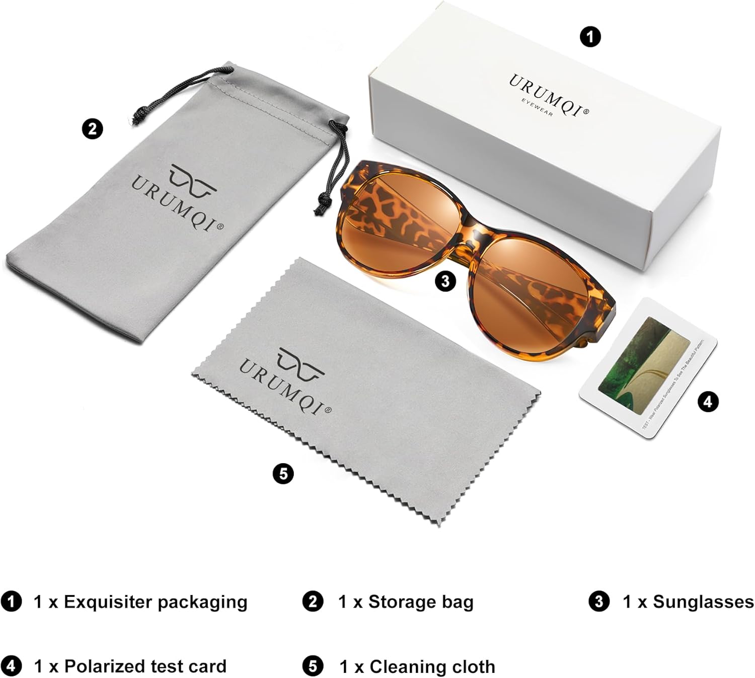 URUMQI Sunglasses Over Glasses Women, Polarized UV400 Protection Fit Over Glasses Sunglasses for Women Round Cat Eye - Image 9