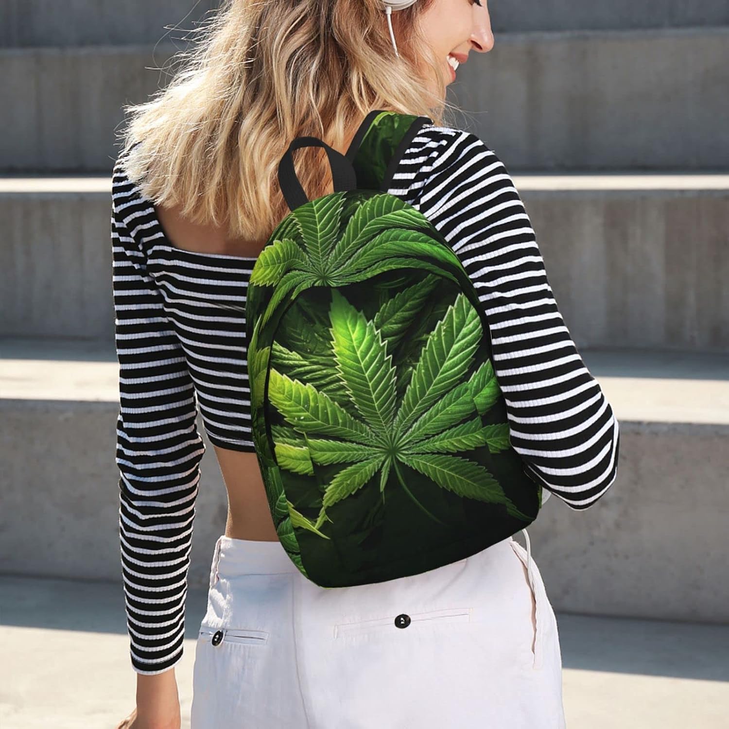 Cannabis Leaf Marijuana Herb Weed Backpack with Adjustable Straps, Suitable for Travel Picnics Activities