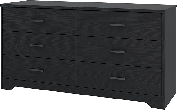 Panana Wooden 5/6 Drawer Dresser, Wide Modern Chest of Drawers, Organizer with Storage Drawers for Living Room Bedroom Hallway Closet Black, 6 Drawers