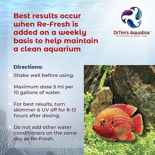 Miniatura 4 de DrTim's Aquatics Re-Fresh para acuarios de agua dulce  100% natural desinfectante y revitalizador para peceras solución acondicionador para agua