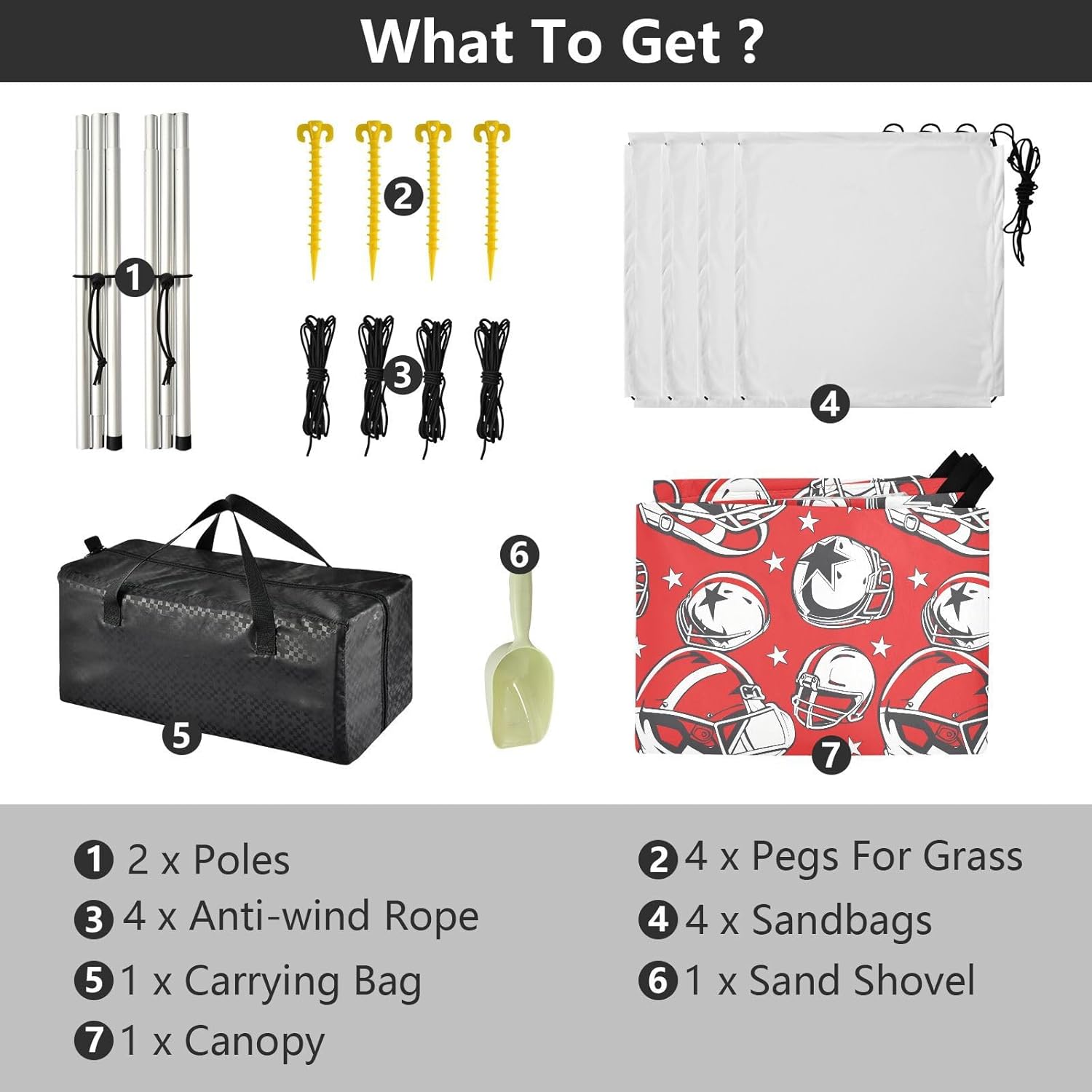 ALAZA American Football Helmet Stars Beach Tent Sun Shelter UPF50+ Protection Beach Shade Canopy w/ 4 Sandbags for Outdoor Camping, Fishing, Backyard Fun, Picnic, 10x9 ft