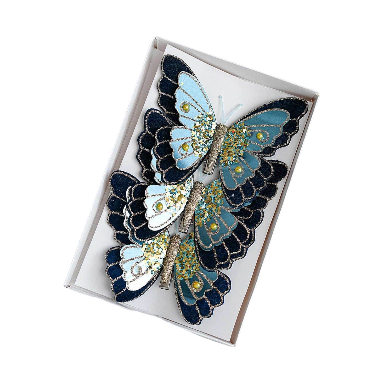 Btgghytr Delicate Two Tone Butterfly Ornaments Set of 3 Ideal Seasonal Hanging Decorations for Christmas Decor and Wrapping Christmas Party Supplies