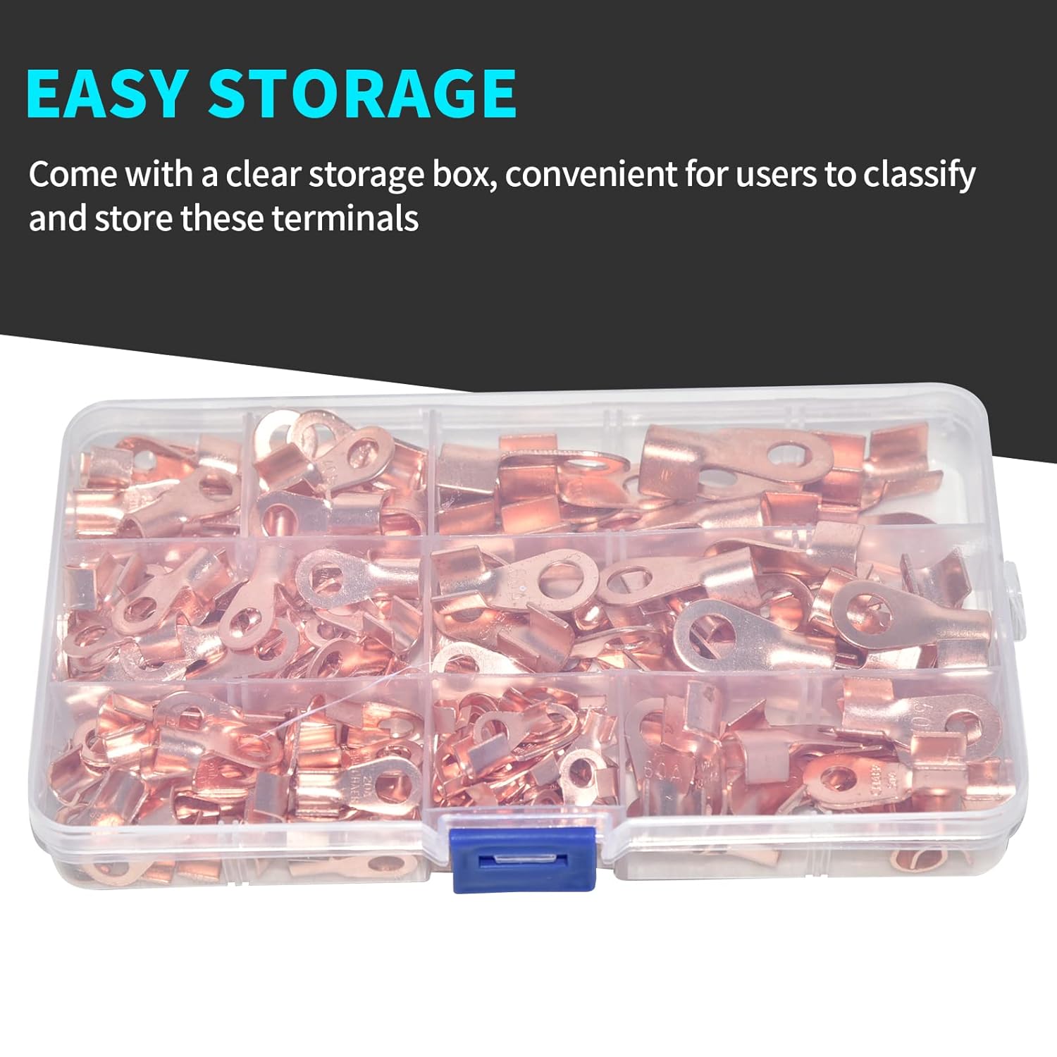 Eagles 185pcs Open Barrel Wire Crimp Connector Copper Ring Lug Terminals Assortment Kit OT 5A 10A 20A 30A 40A 50A 60A 100A