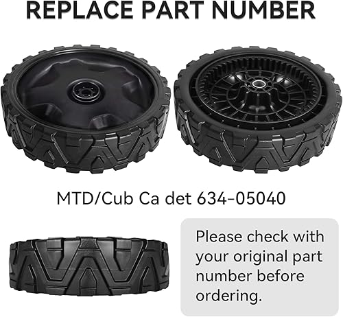 Miniatura 3 de Paquete de 2 ruedas de repuesto 634-05040 para cortacésped Craftsman, montaje de rueda de 8 pulgadas, ruedas delanteras compatibles con cortacésped