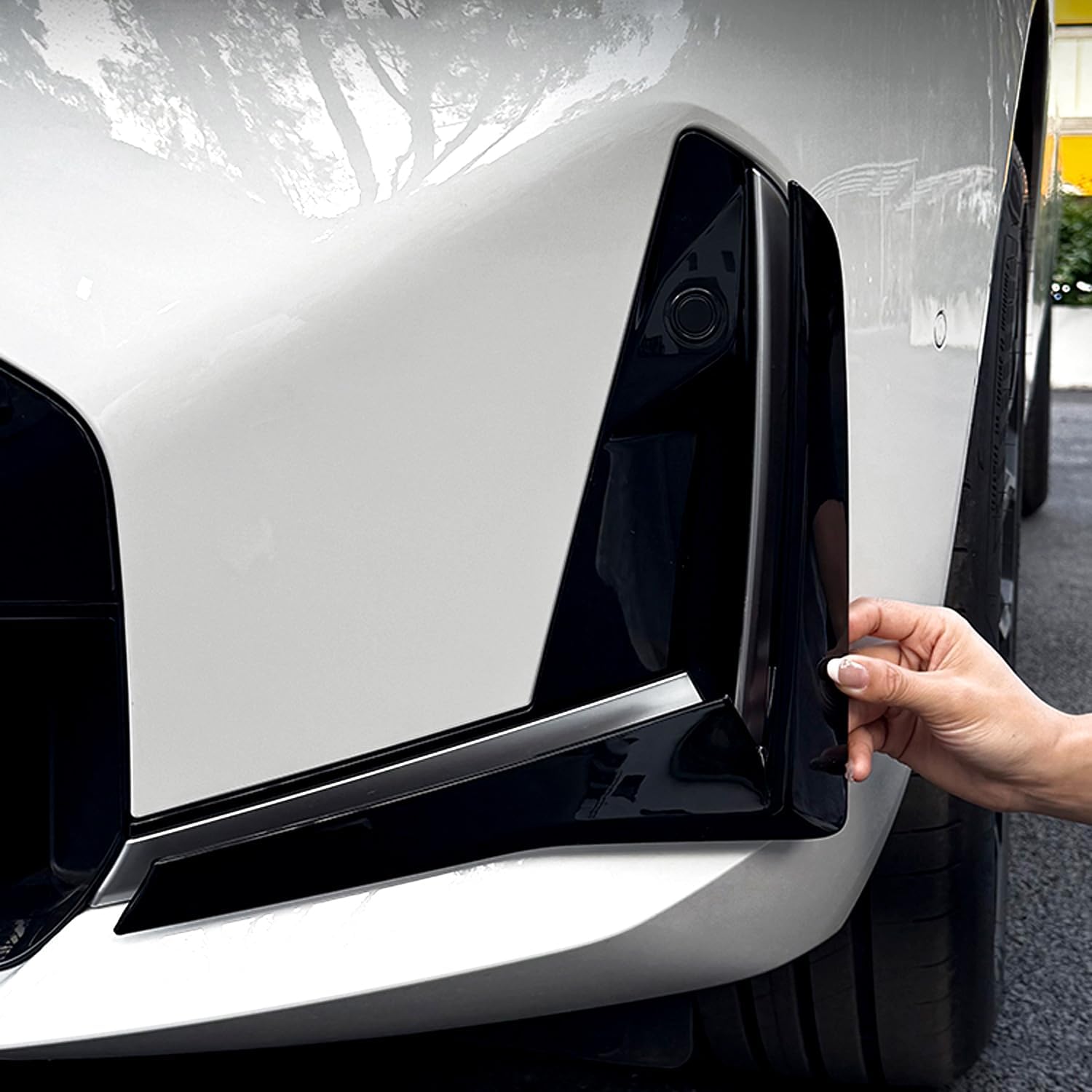 CTH for BMW X3 2025-2026 Front Bumper Side Corner Decorative Cover Trim Car Accessories 2pcs (Front, Glossy Black)