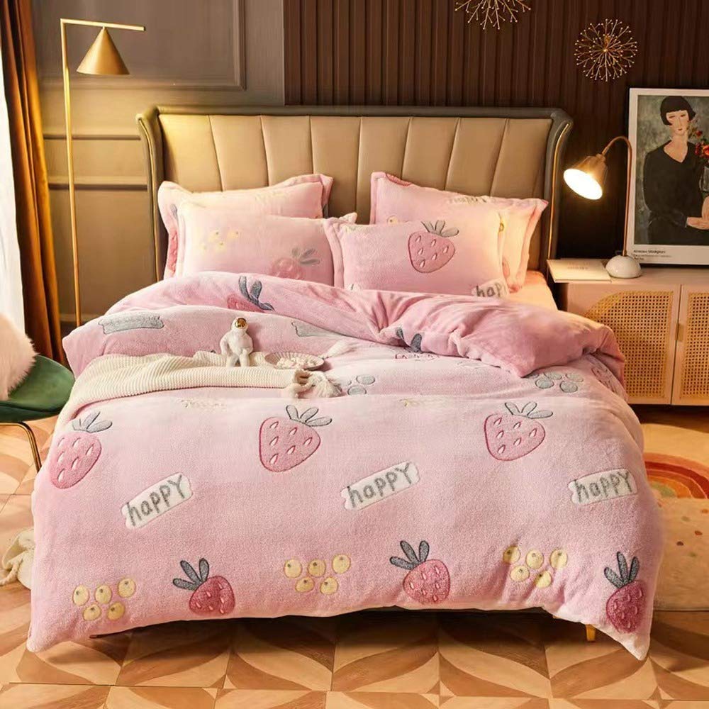 Parure de lit rose fille pour des nuits douces et rassurantes en flanelle de cristal