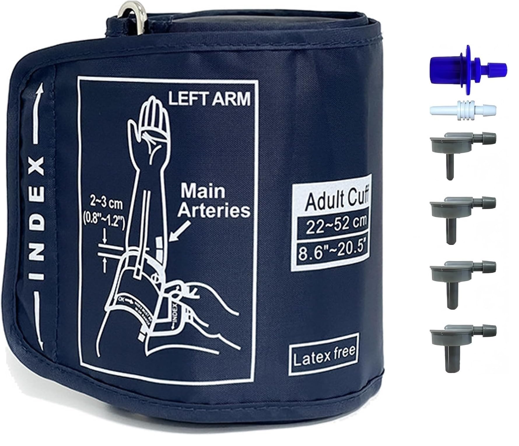 Manicotto di ricambio extra grande con 6 connettori di misura ISFORU extra grande, adatto per braccio grande 22-52 cm, compatibile con misuratori di pressione sanguigna Omron