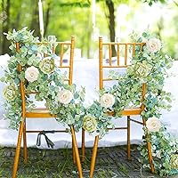 Vista 7 de Cabezas de rosas falsas blancas a granel, 25 piezas de rosas artificiales realistas de seda verde con tallo para centros de mesa de boda, decoración