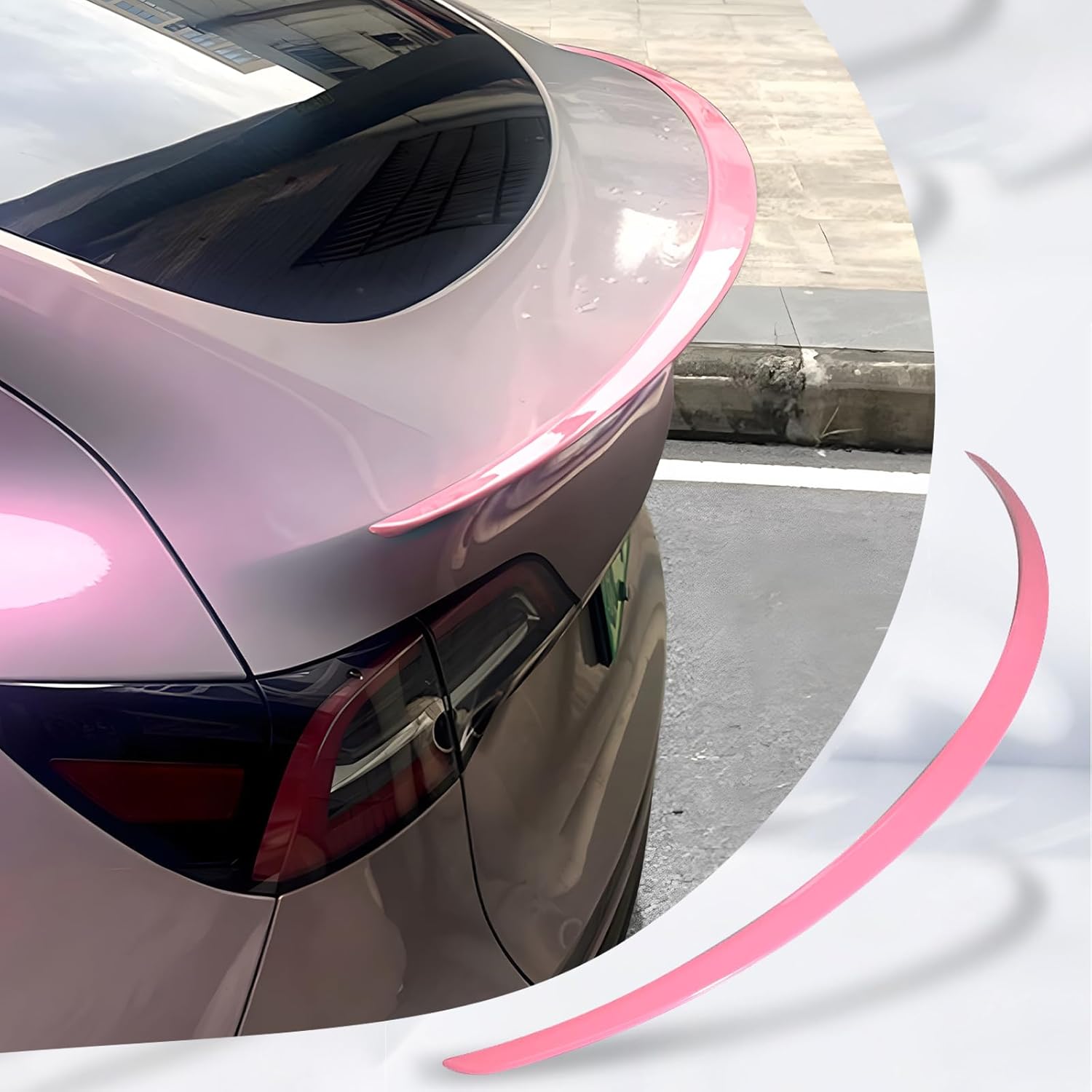 Fit for Tesla Model Y Spoiler – Rear Trunk Lip, Sporty Appearance – Light Pink