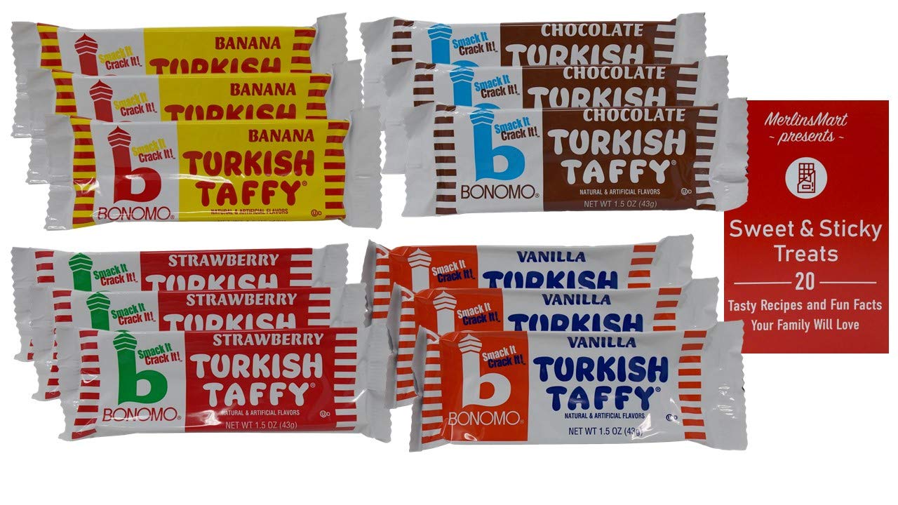 Bonomo Turkish Taffy Nostalgia Candy Variety Gift Bundle