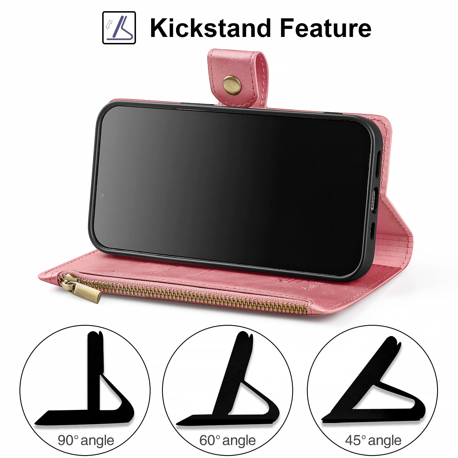 Motorola Moto G 5G 2023 Wallet Case – Mit RFID-Schutz, Kartenfächern & Standfuß, Rose Gold