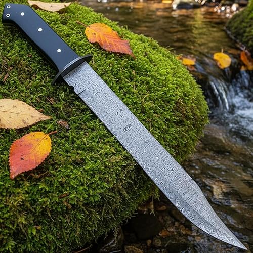 Cuchillos - Cuchillo personalizado de 24 pulgadas, acero damasco hecho a mano, cuchillo con funda, Ssan-9907