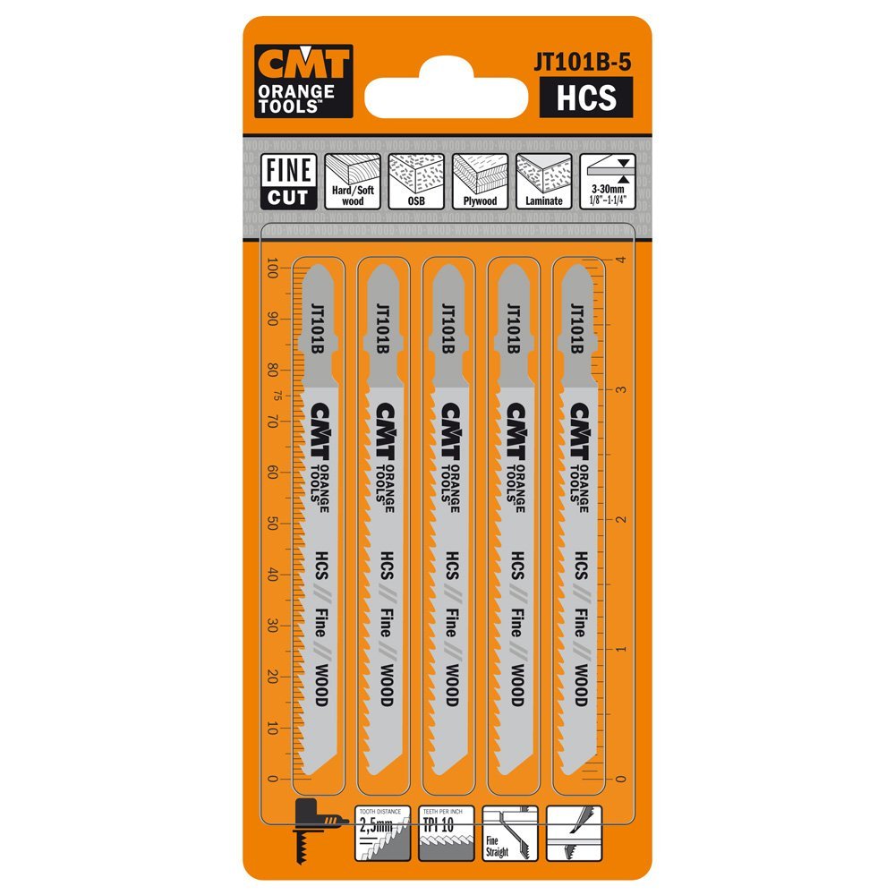 CMT JT101B-5 Set di 5 Lame per Seghetti Alternativi per Legno, Arancione/Grigio