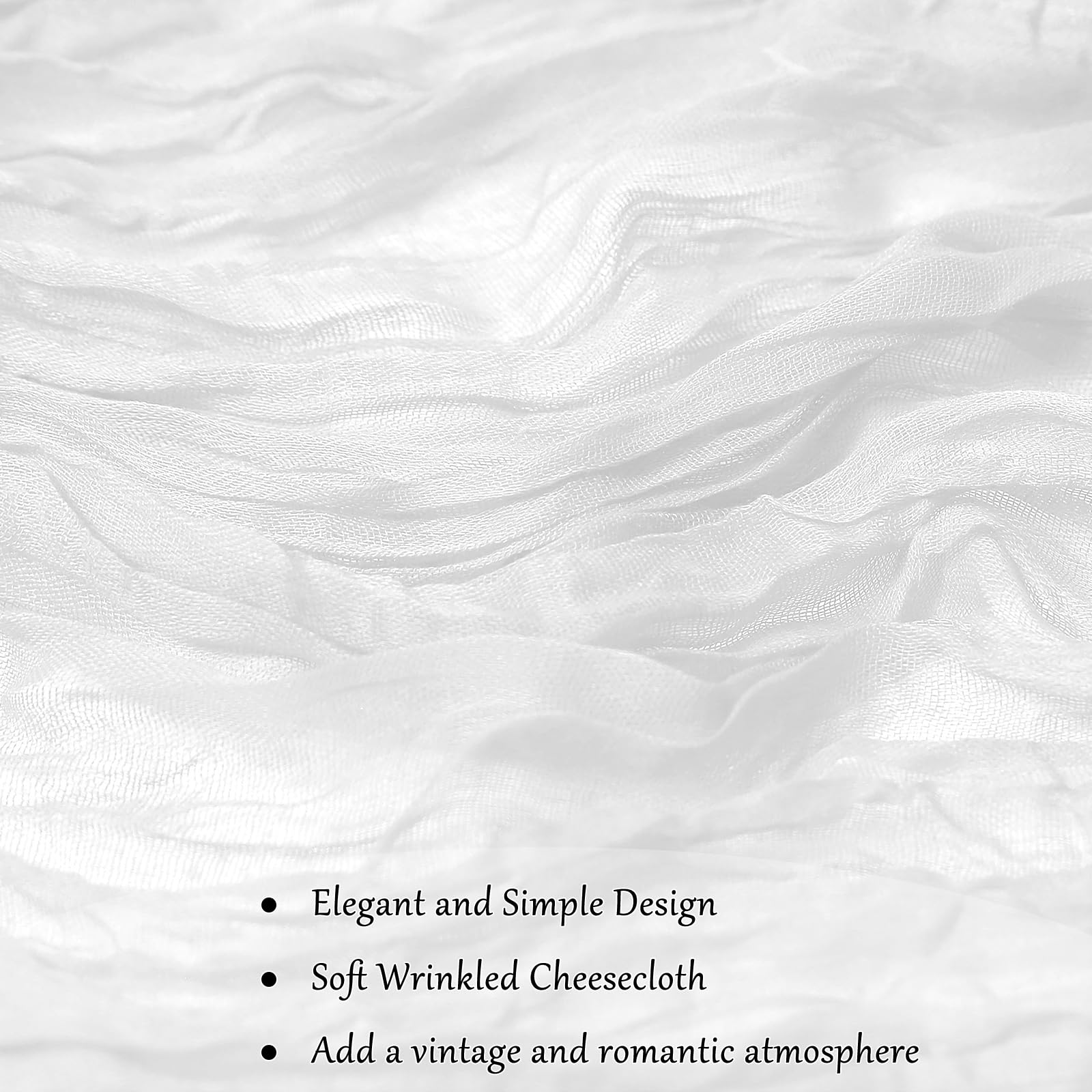 Lot de 10 chemins de table en étamine de style bohème rustique transparent pour mariage, fête prénuptiale, décoration de fête d'anniversaire, 3 m x 305 cm, blanc