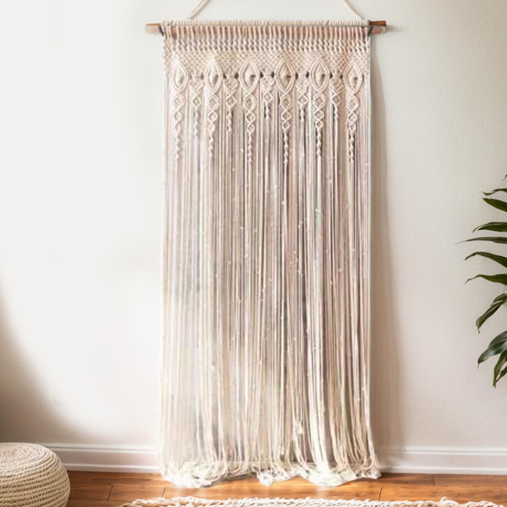Rideaux macramé pour porte suspendu rideau de chambre bohème en coton tressé diviseur de pièce
