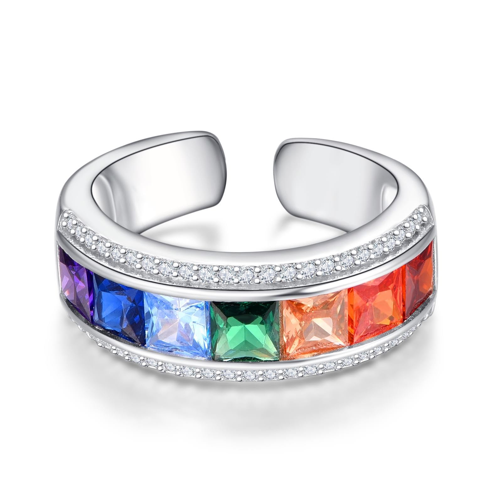 KINGWHYTE Bracciale Donna 7 Chakra In Argento 925 Con Fiore Di Loto – Regolabile – Gioiello Per Yoga E Guarigione