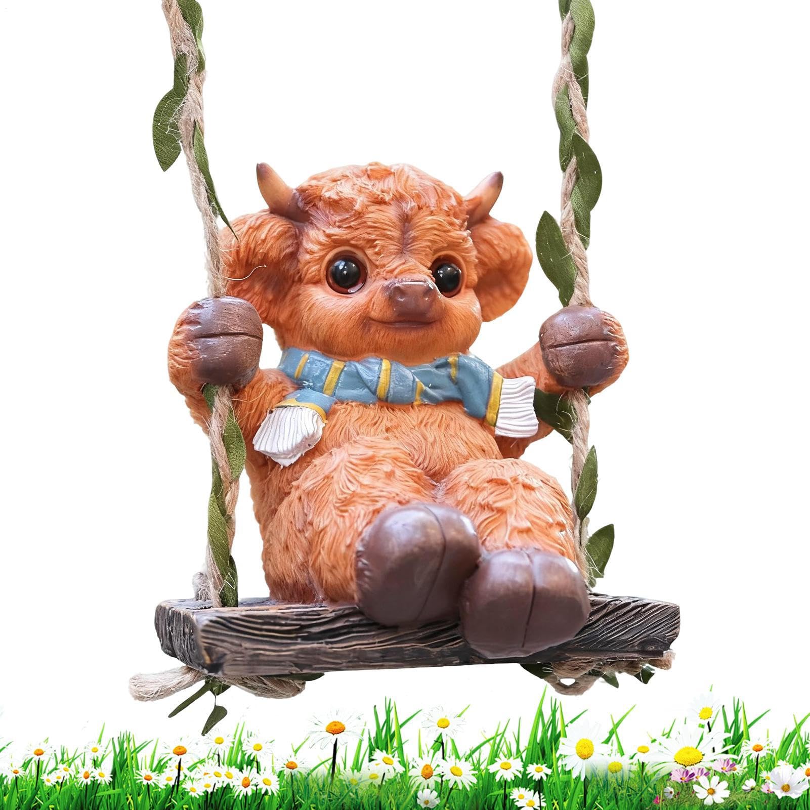 Statue de bœuf des Highlands en résine pour décoration de jardin