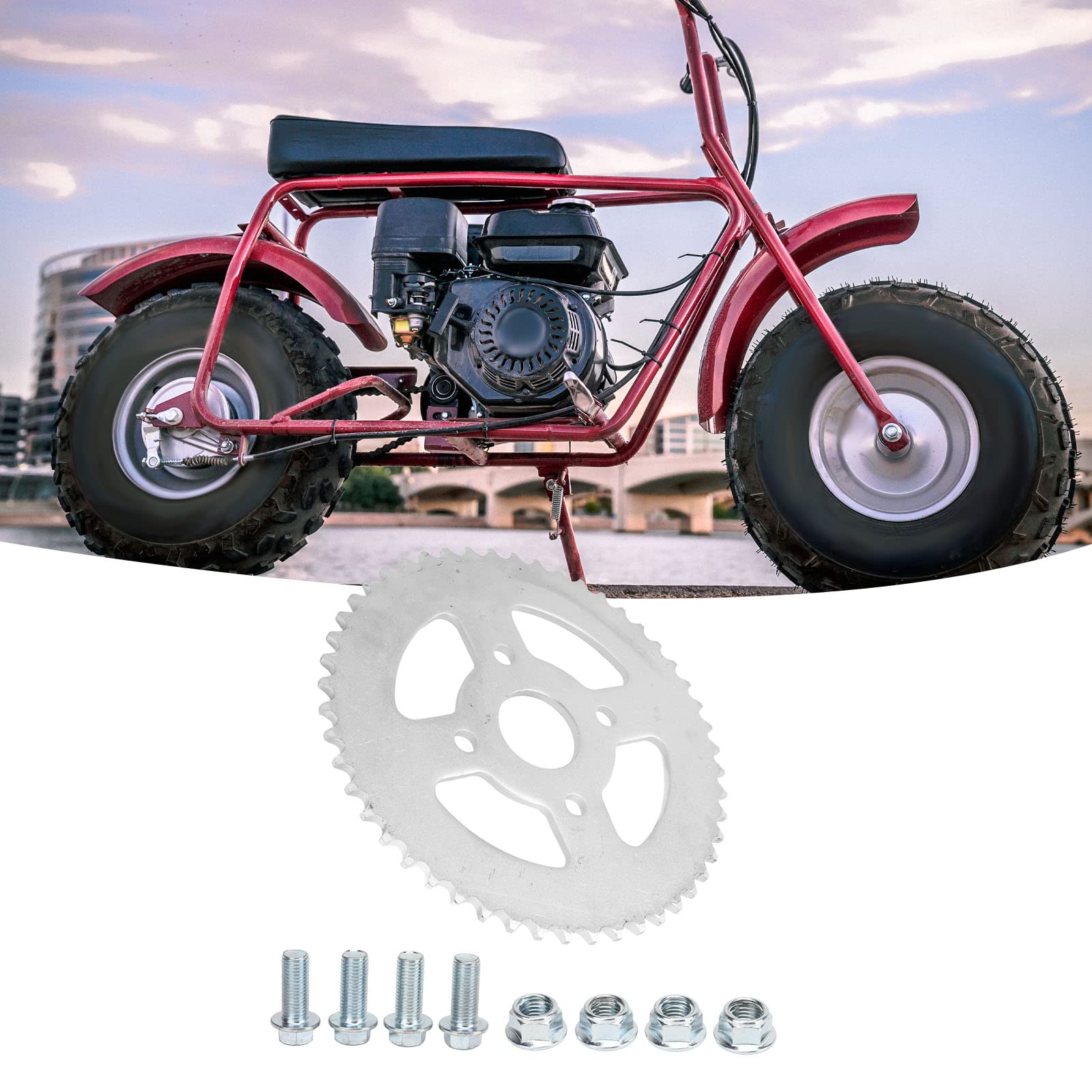 Tissting 50 zębów, tylne koło zębate, 40 mm, ID 420, łańcuchy, 4 otwory, srebrna, stalowa, do gokartów, quadów, rowerów pit bike lekkich motocykli