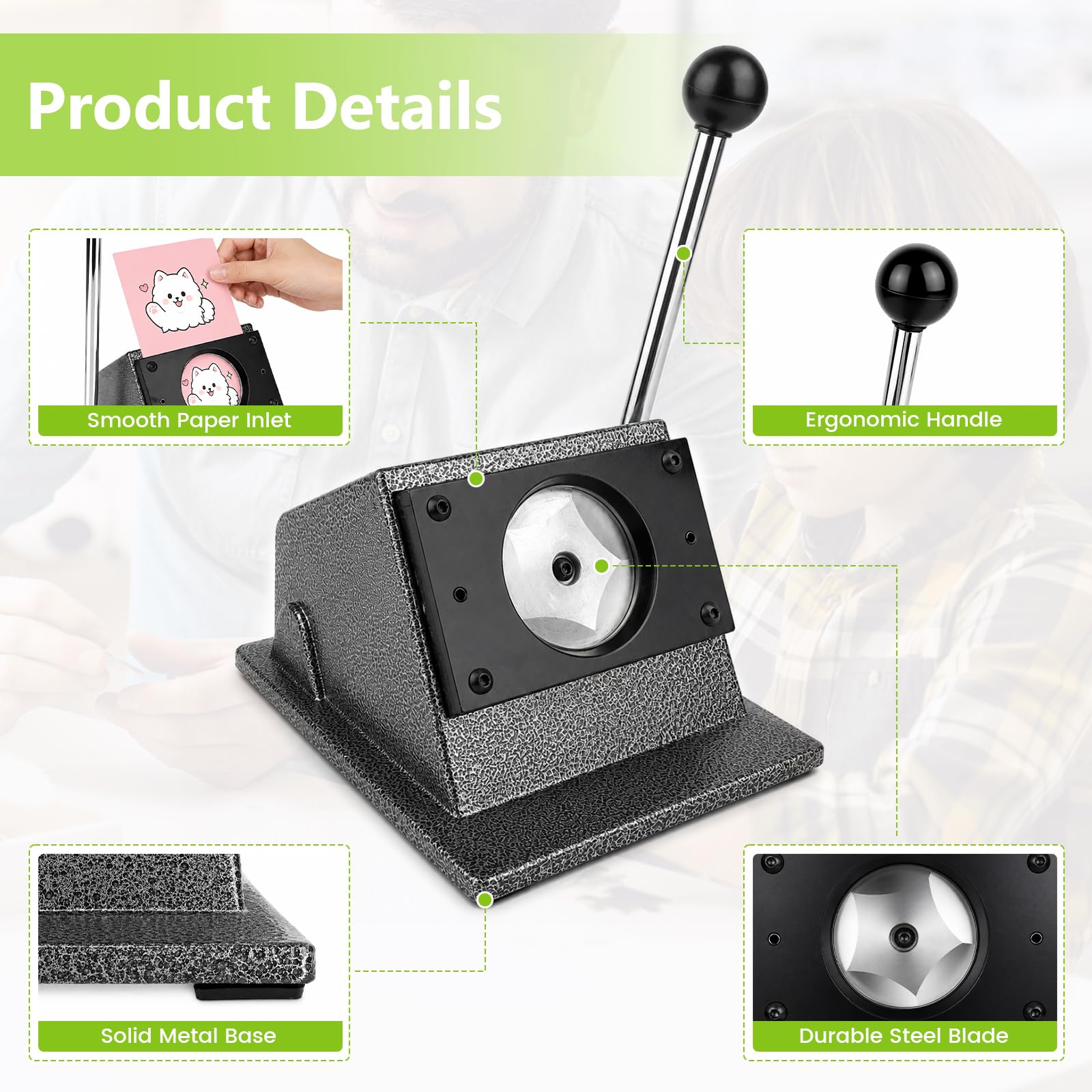 58 mm / 2,25 Zoll Kreisschneider Papier für Buttons, Metall Runder Papierschneider für Buttonmaschine, Rund Schneidemaschine für Abzeichen, Kreis Papierstanzer für Scrapboard, Kunstpapier, Fotopapier