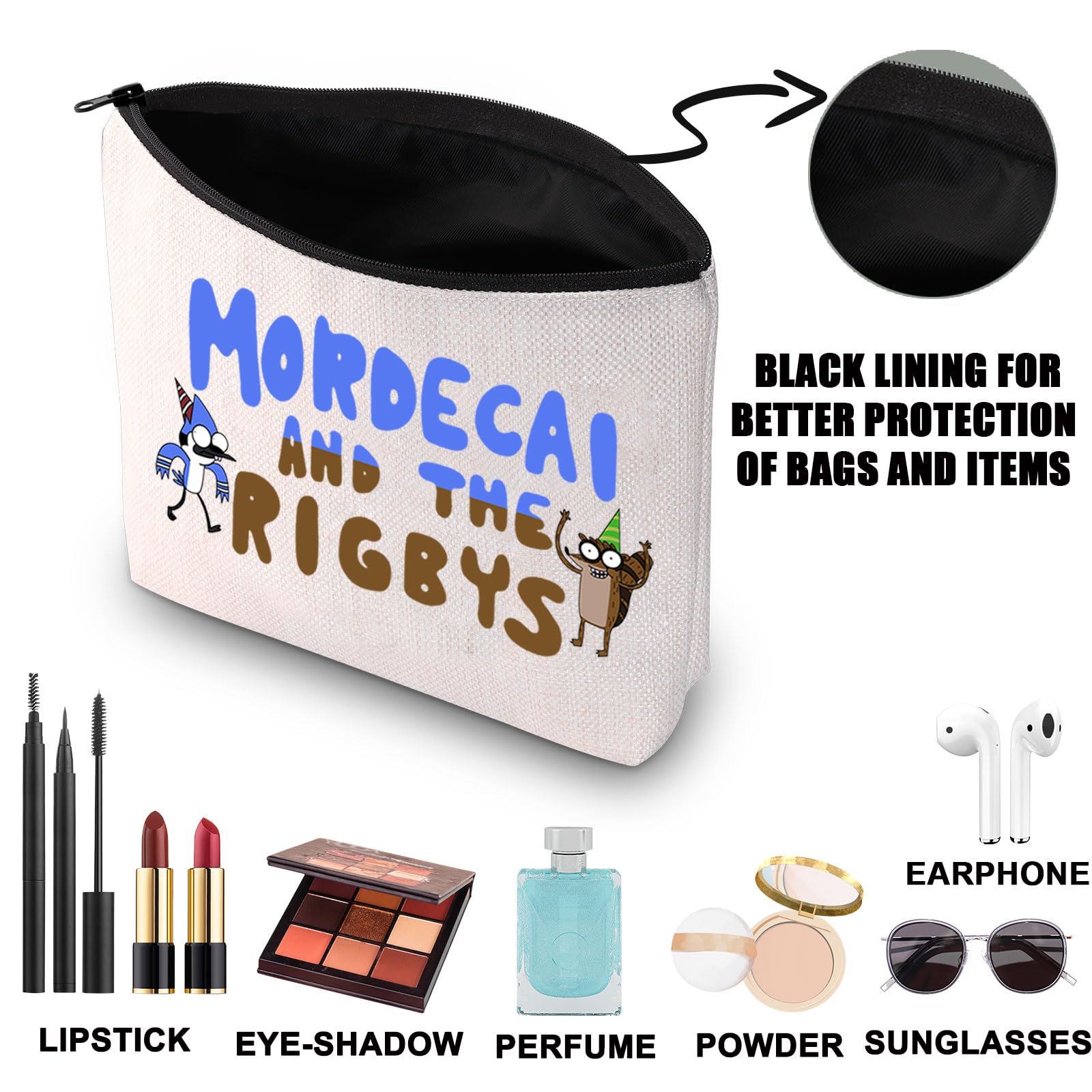 Mordecai Makeup Bag Rigby Gifts Blue Bird Cartoon Gifts Cartoon TV Series Zipper Bag (and The UK) - Image 3