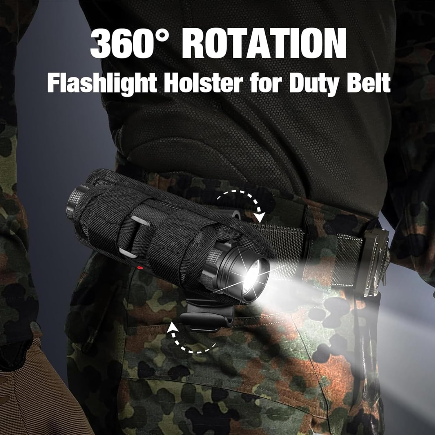 ULTRAFIRE Tactical Flashlight with Holster, 1000 High Lumens Law Enforcement LED Flashlight with Belt Holder, 3 Modes Bright Police Flashlights with Holster for Duty Belt Torch T1 PRO