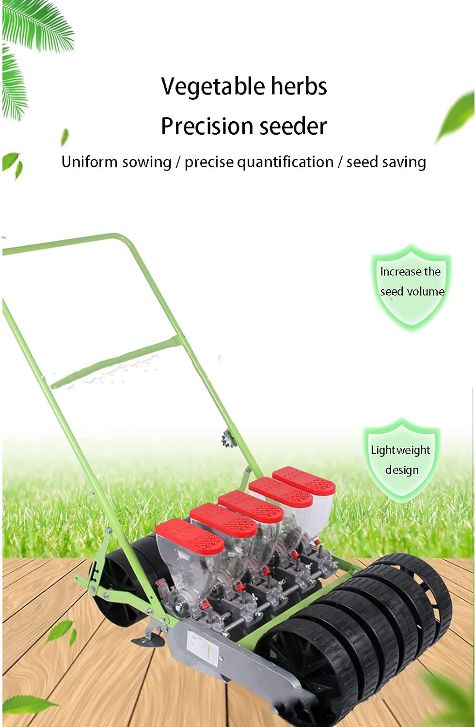 Garden Push Seeder Hand Push Vegetable Seeder Farmer Broadcast Spreader Manual Garden Lawn Spreader for Corn Beans Cotton Peanut