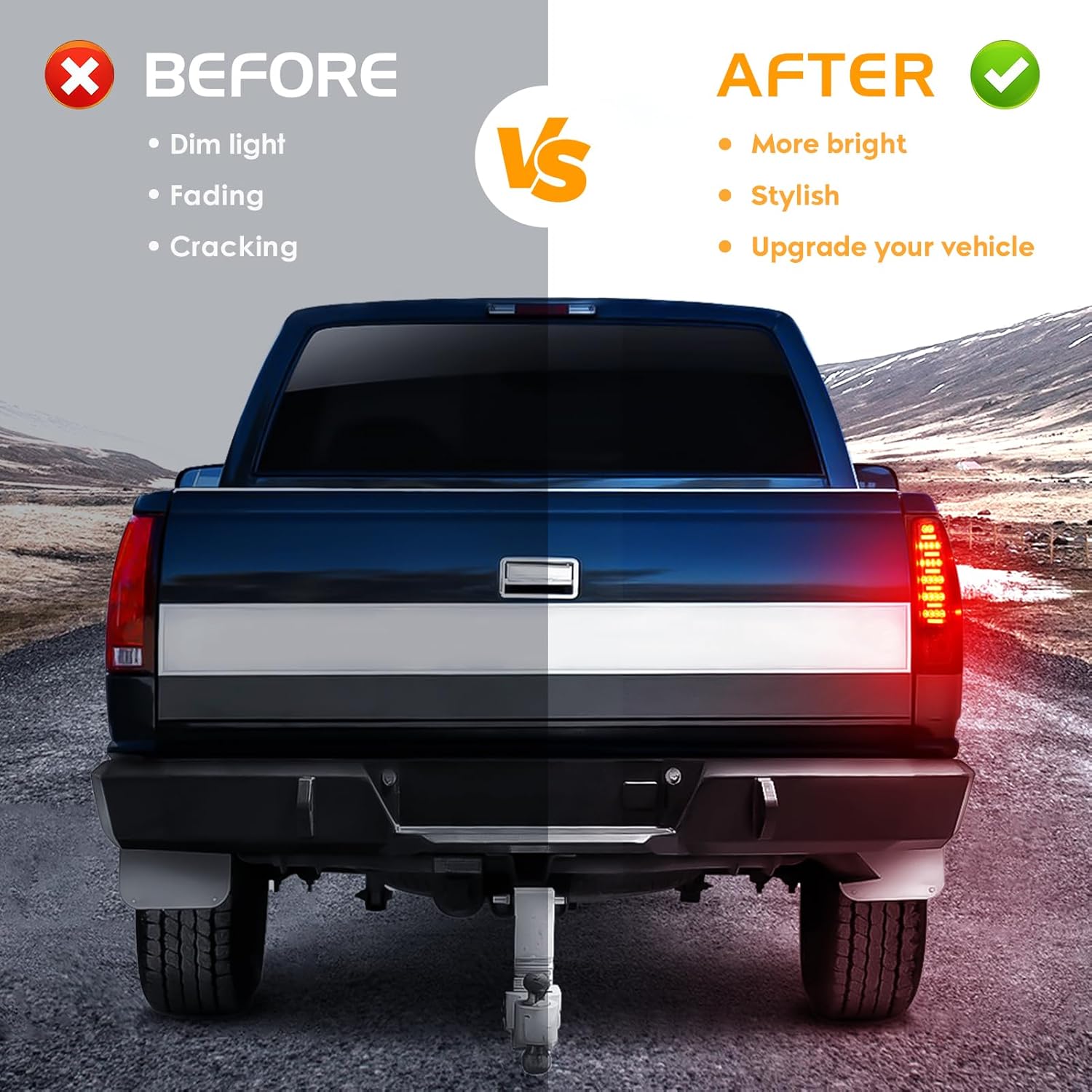 LED Tail Light Assembly Fit for Chevy Silverado 1500 2500 HD 3500 HD 2007-2014, for GMC Sierra 3500 HD 2008-2014 with Dual Wheel Only, Driver and Passenger Side Taillights, Chrome Housing Smoke Lens