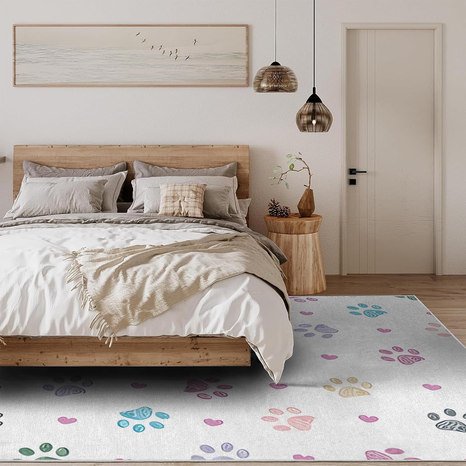 Plants 5x7 Rug - Forest Rug 2x3 - Vintage Area Rug for Living Room Bedroom, Green Carpet, Washable & Non Slip & Soft Small Entrance Rugs for Women Teens A95