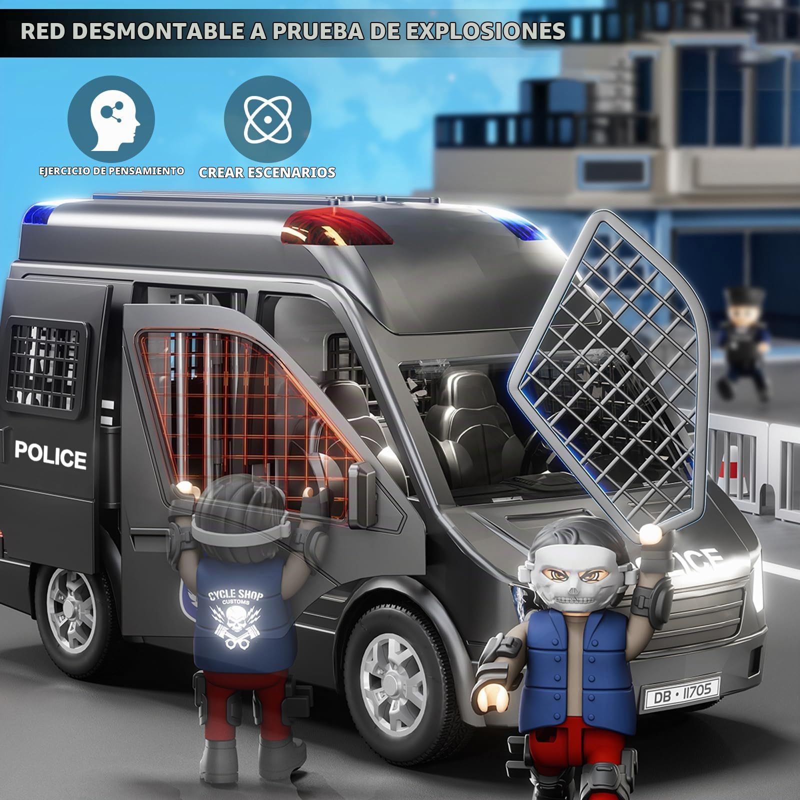 Doloowee Coche de policía, de Juguete para niños de 3, 4, 5 y 6 años, camión de fricción con Sonido y luz, Regalo para niños y niñas de 3 a 6 años