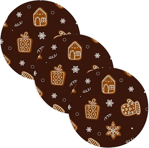 3 Pcs Trivet Mats for Hot Pots and Pans 15in Cotton Thread Weave Absorb Water Hot Pads for Hot Pot Kitchen Aid Holiday Tasty Gingerbread Cookies