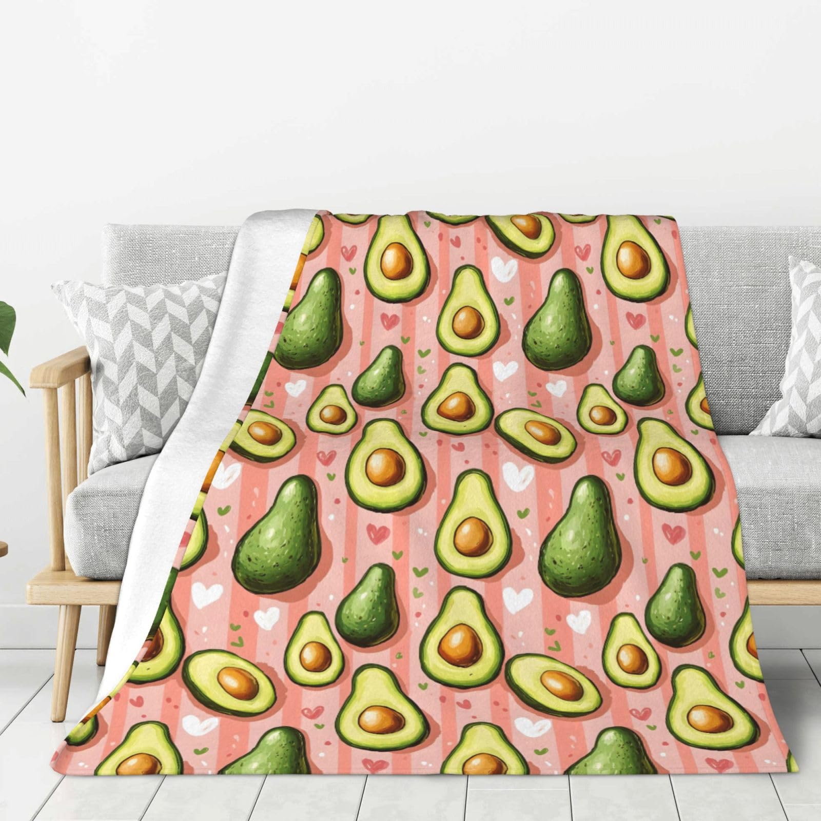 Couverture flanelle avocat 127x152 cm légère pour canapé et lit
