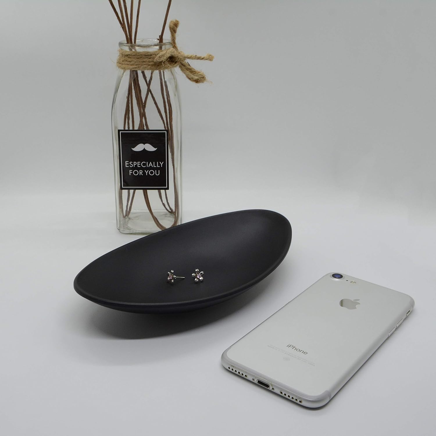 Yogee A5 Melamine Ship Jewelry Dish Organizer, Decorative Trinket Dish,Accent Tray for Vanity,Food Safe Dishware,Frosted Black,Small : Clothing, Shoes & Jewelry