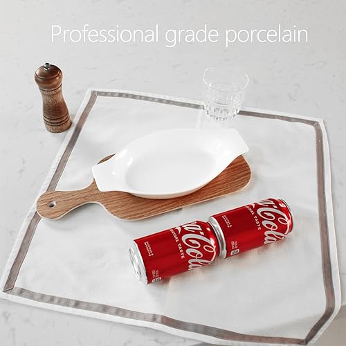 Miniatura 3 de Juego de 4 platos ovalados para hornear gratinados, de porcelana, aptos para horno, lasaña, utensilios de cerámica ideales para cacerola de crema