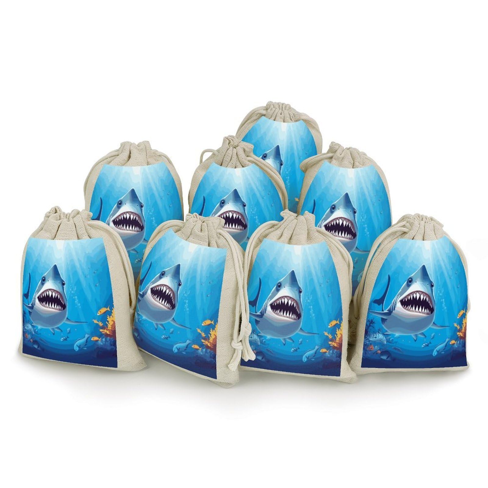 Adfgyerh Style Smiling Shark Bags With Drawstring Reusable,Jewelry Bags 4.9 X 6.7 Inch, Set Of 8,Gift Bags For Party Wedding Storage Home Supplies