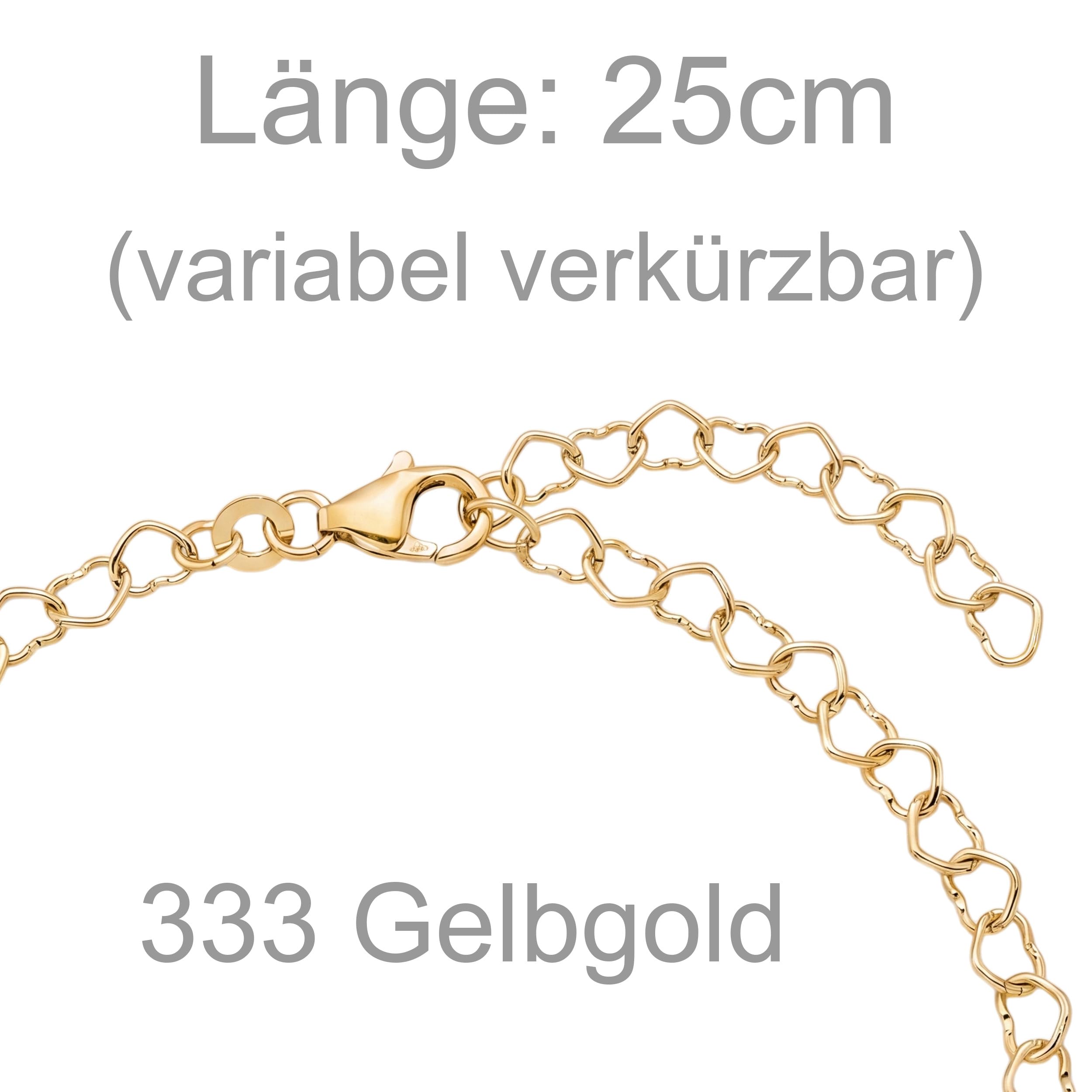 Jobo Damen-Fußkette Fußkettchen Herz aus 8 Karat 333 Gold