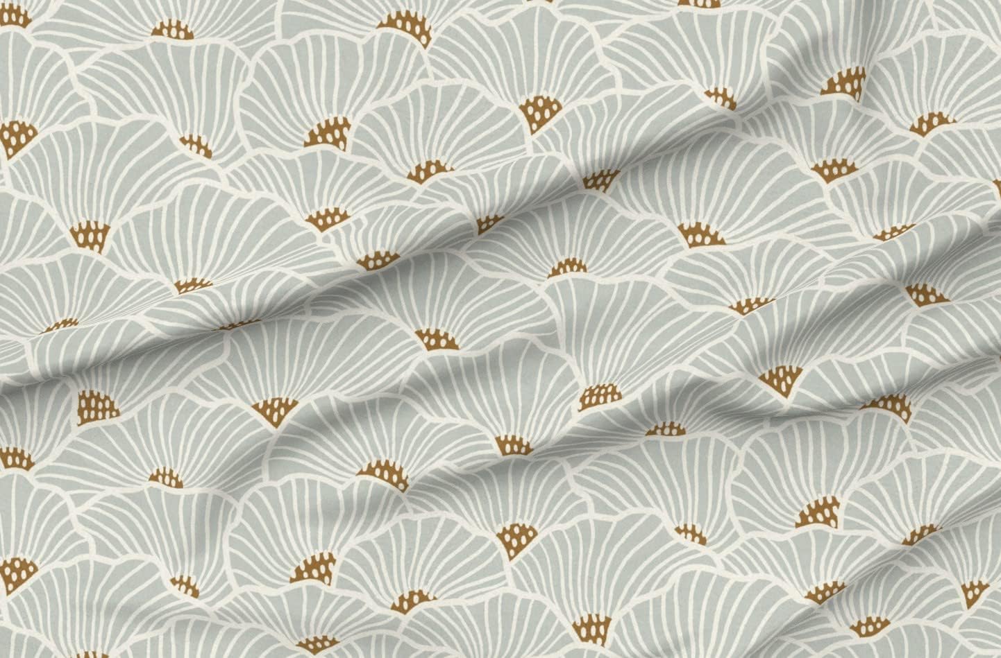 Spoonflower Fabric - Neutral Flowers Modern Geometric Soft Lines Coastal Printed on Petal Signature Cotton Fabric Fat Quarter - Sewing Quilting Apparel Crafts Decor