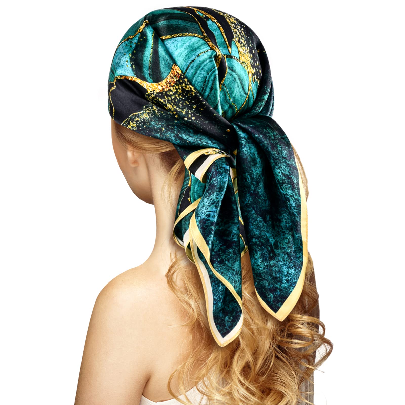 100% Silk Head Scarf for Women - 27" Hair Scarves Satin Bandanas Square for Night Sleeping with Gift Packed