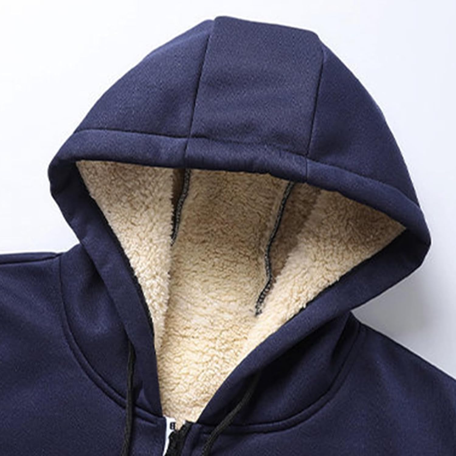 Men's Zip Up Sherpa Lined Hoodies Thick Fleece Heavyweight Jacket Windproof Thermal Sweatshirt Coat, S-2XL