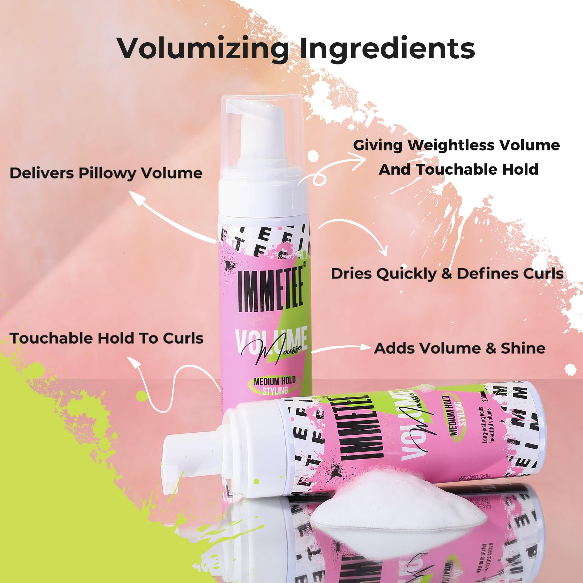 immetee Volumizing Texturizing Mousse,Hair Volumn Mousse,Hair Mousse,Lightweight & Long Lasting,Frizz Control,Medium Hold Stying,Create Instant Volume Thickness,for Fine & Thin Hair 200ml - Image 4