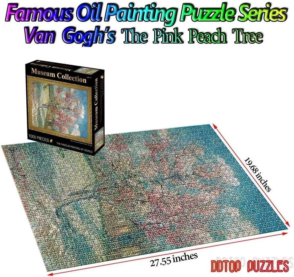 DDTOP Puzzles for Adults 1000 Piece, Difficult Van Gogh The Pink Peach Tree 1000 Piece Puzzle, Challenge Yourself with Premium Jigsaw Puzzles Christmas Toys